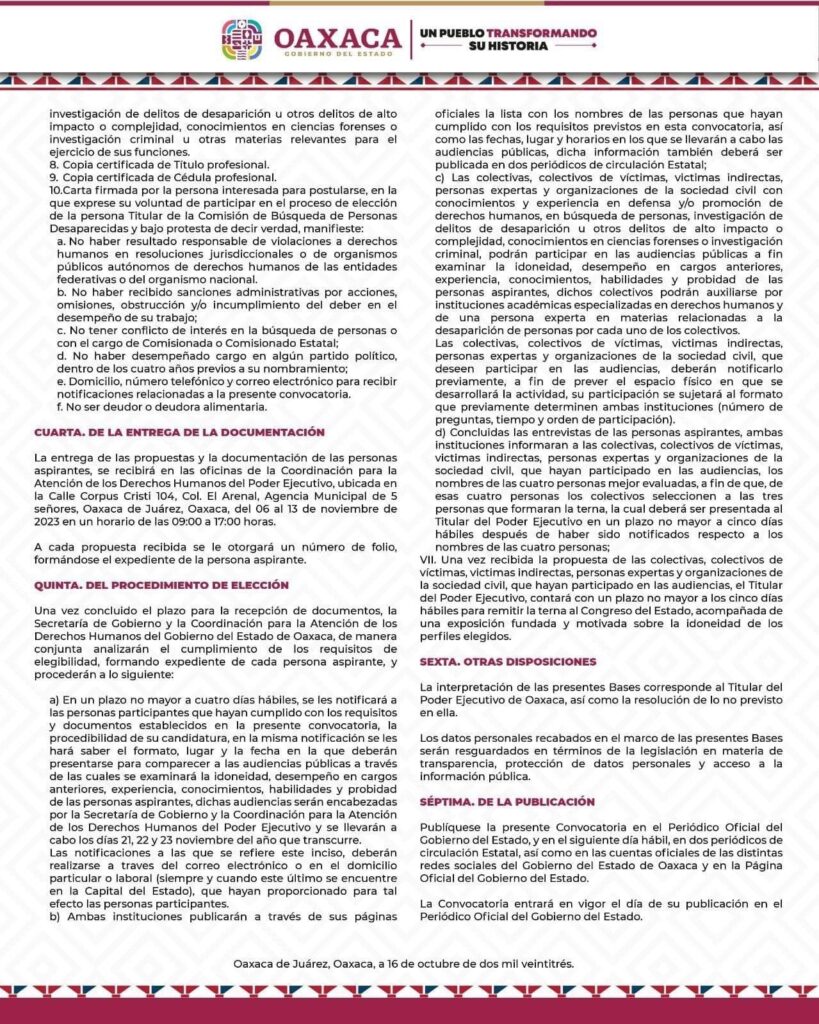 CONVOCATORIA-CADH-2-819x1024 Inicia recepción de documentos de postulantes a la titularidad de la Comisión de Búsqueda de Personas Desaparecidas